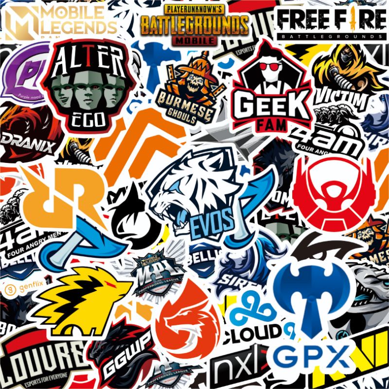 

Sticker Stiker Pack Logo Esports PUBG MOBILE LEGEND FREE FIRE, Stiker Pack Esports RRQ EVOS BTR