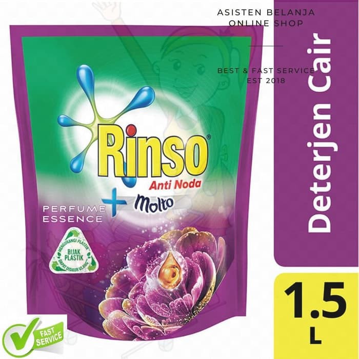 RINSO Cair Anti Noda Molto Perfume Essence Ungu Deterjen Cair 1, 5 Liter 1.5 L 1,5Liter 1500 ml