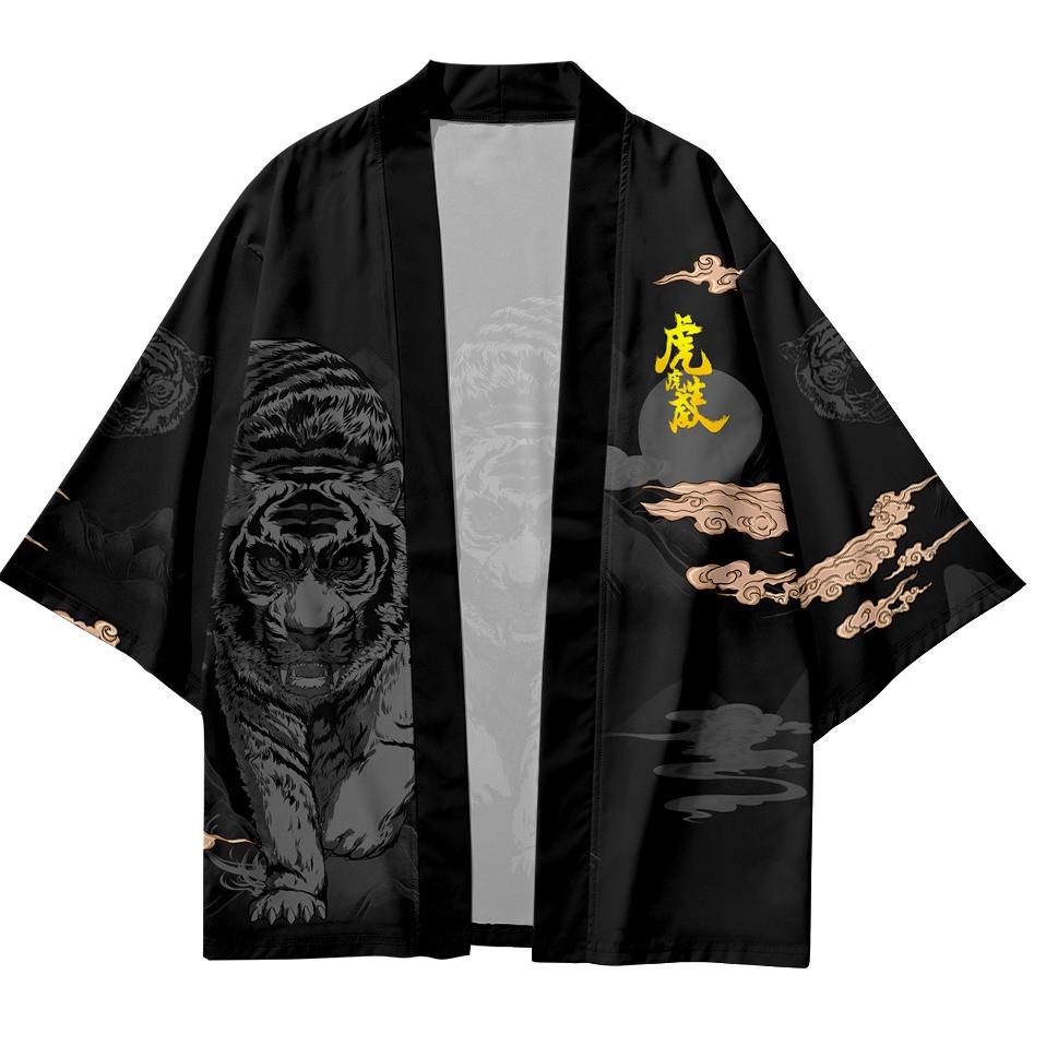 Loose Oversized Summer Tiger Print Kimono Jepang Wanita Pria Pakaian Cardigan Japanese eetwear Haraj