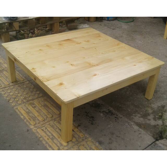 Meja Lesehan 100x100x35 Jati Belanda Natural