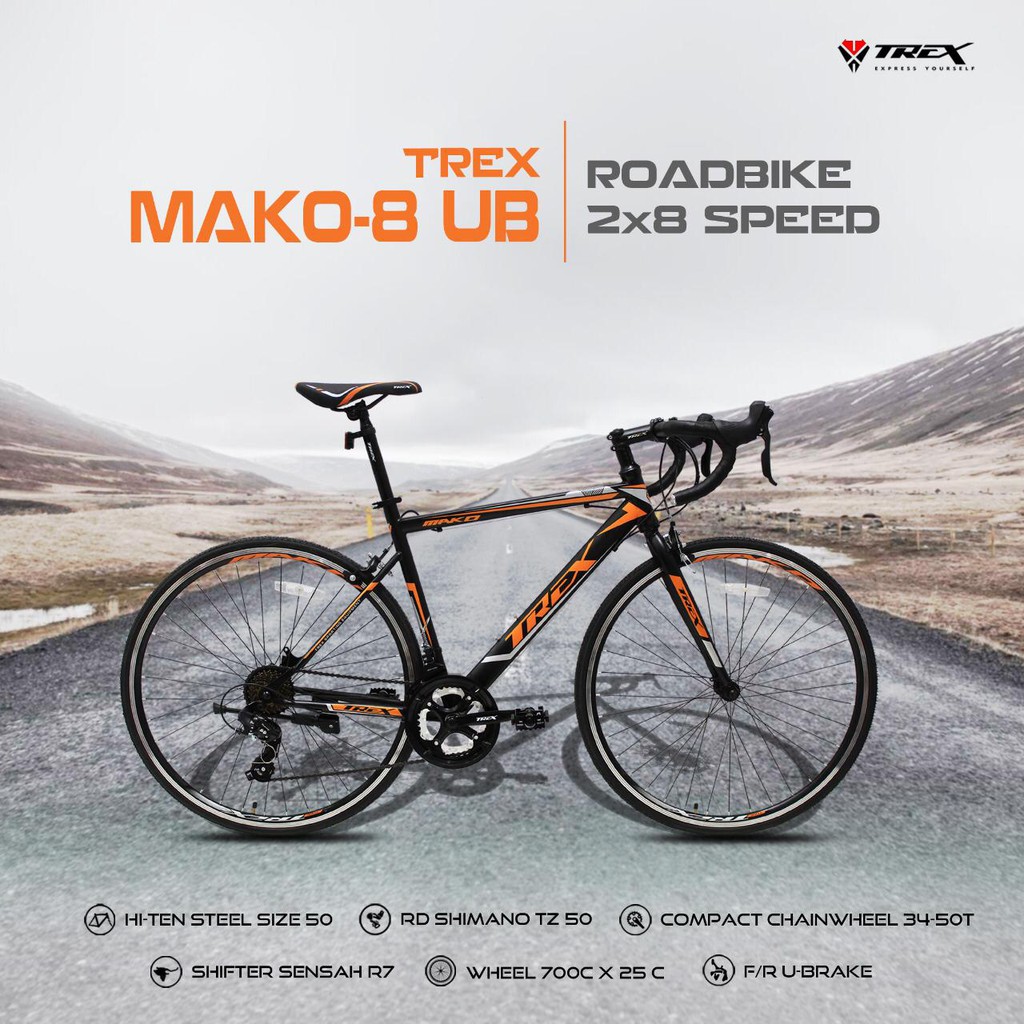 sepeda balap roadbike trex mako 8 speed Vbrake