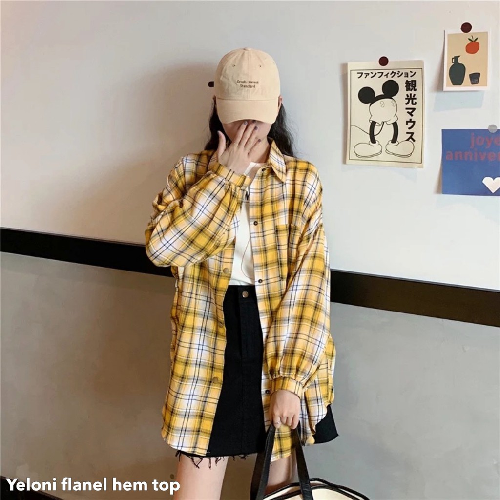 Yeloni hem flanel top -Thejanclothes