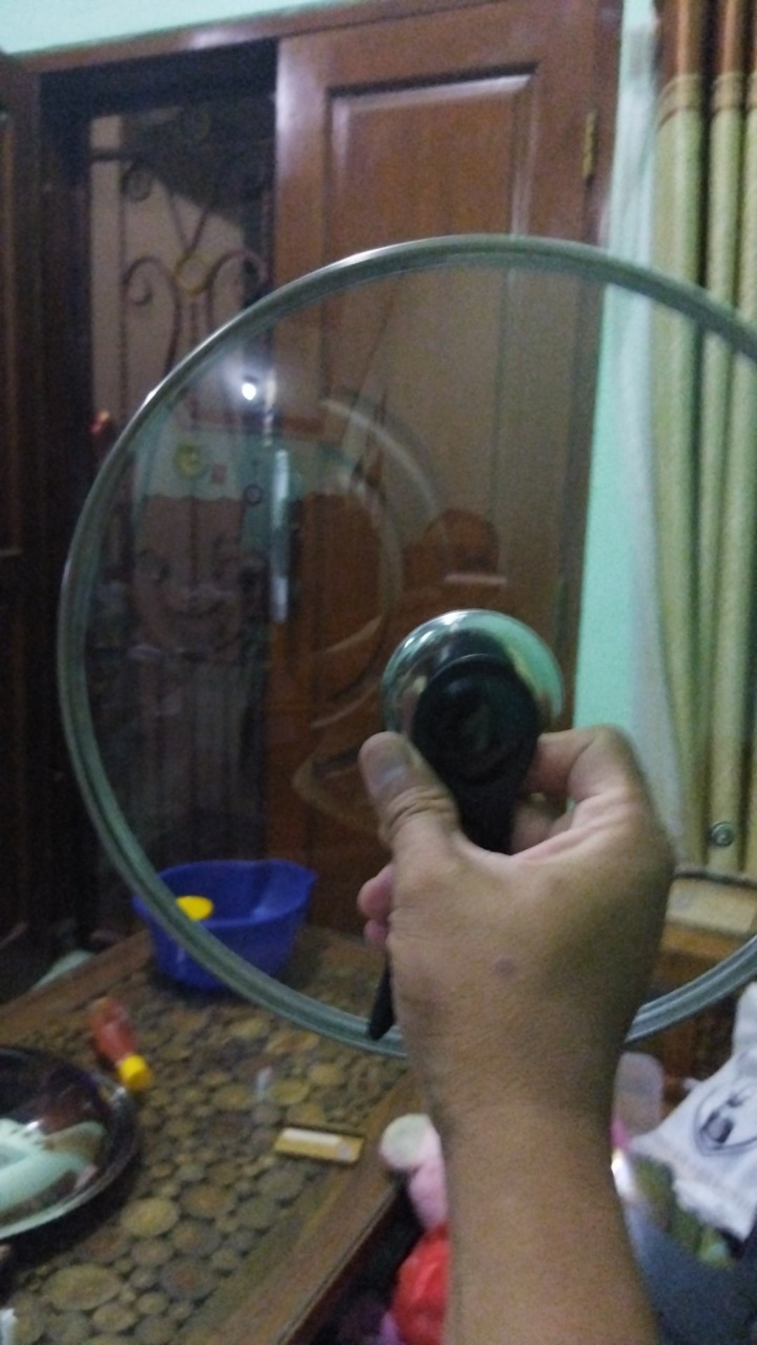 Tutup Panci Kaca Dengan Kaki Diameter +/- 31.8 Cm (panci Uk. 32 Cm) + Knop Panjang Murah Berkualitas