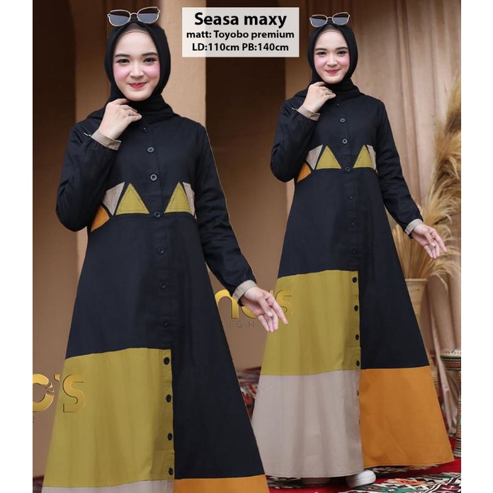 seasa Maxy dress maxi nina minos aplikasi lolipop leaf kupu cubic humaira ninos unique