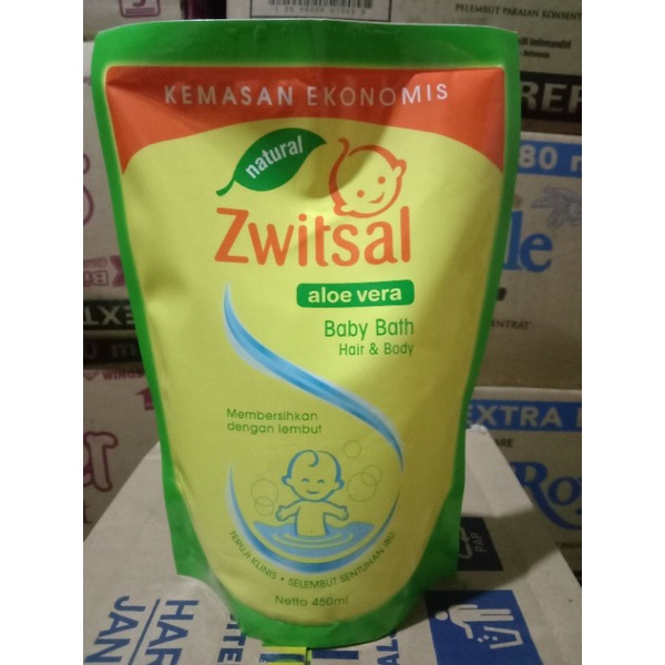 Zwitsal Baby Bath Hair And Body Sabun Mandi Shampo Bayi Natural Aloe Vera 450 Ml