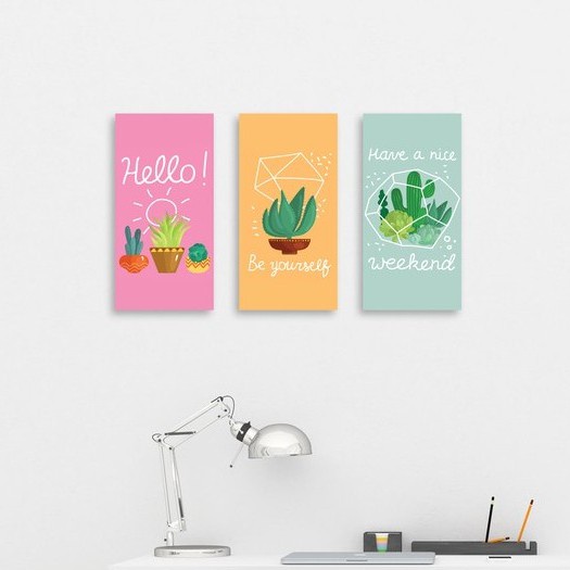 Walldecor Poster Dinding Klasik - Dekorasi Dinding abstrak - Hiasan Dinding Ruang Tamu - Kaktus W152