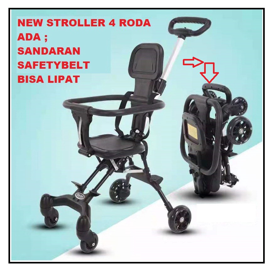 ALAT PERLENGKAPAN TRAVEL STROLLER ANAK BAYI 4 RODA MICRO - KERETA SEPEDA DORONG BISA LIPAT - SAFETYB