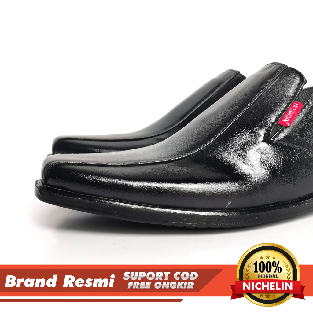 SEPATU PANTOFEL PRIA KERJA KULIT / SEPATU KANTOR PRIA HITAM NICHELIN ORIGINAL