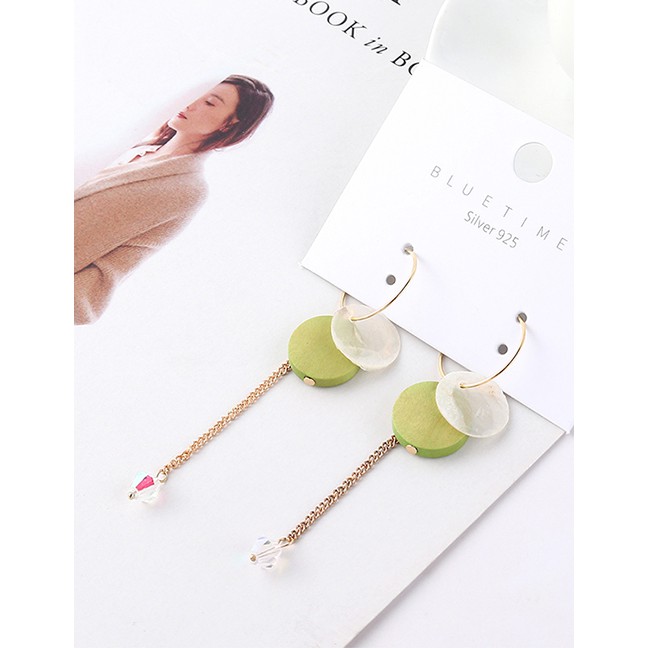 LRC Anting Tusuk Fashion Alloy Scrub Painted Tassel Earrings Y61860