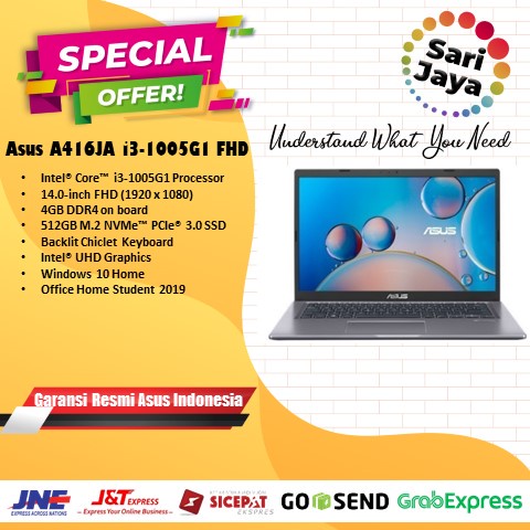 Asus A416JA FHD351 FHD352 i3 1005G1 4GB 512 SSD 14" FHD W10 OHS