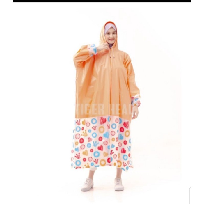 Jas Hujan Rok GAMIS  Aisha Muslimah Hijaber Ponco Terusan Wanita Aisha 68340 Tiger Head