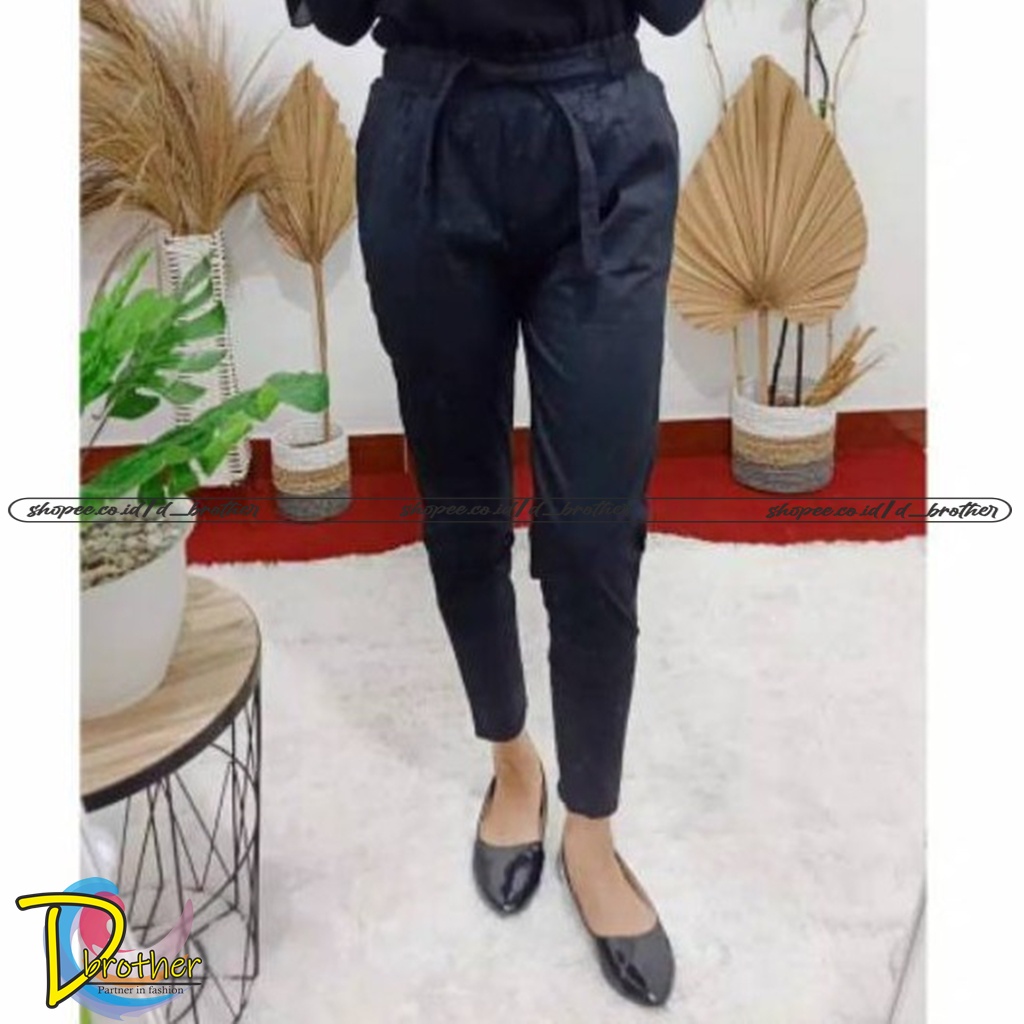 Baggy Pants Harem Katun Strecth Pinggang Tali SIZE JUMBO &amp; STANDART Baggy Pants Tali Katun Poplin