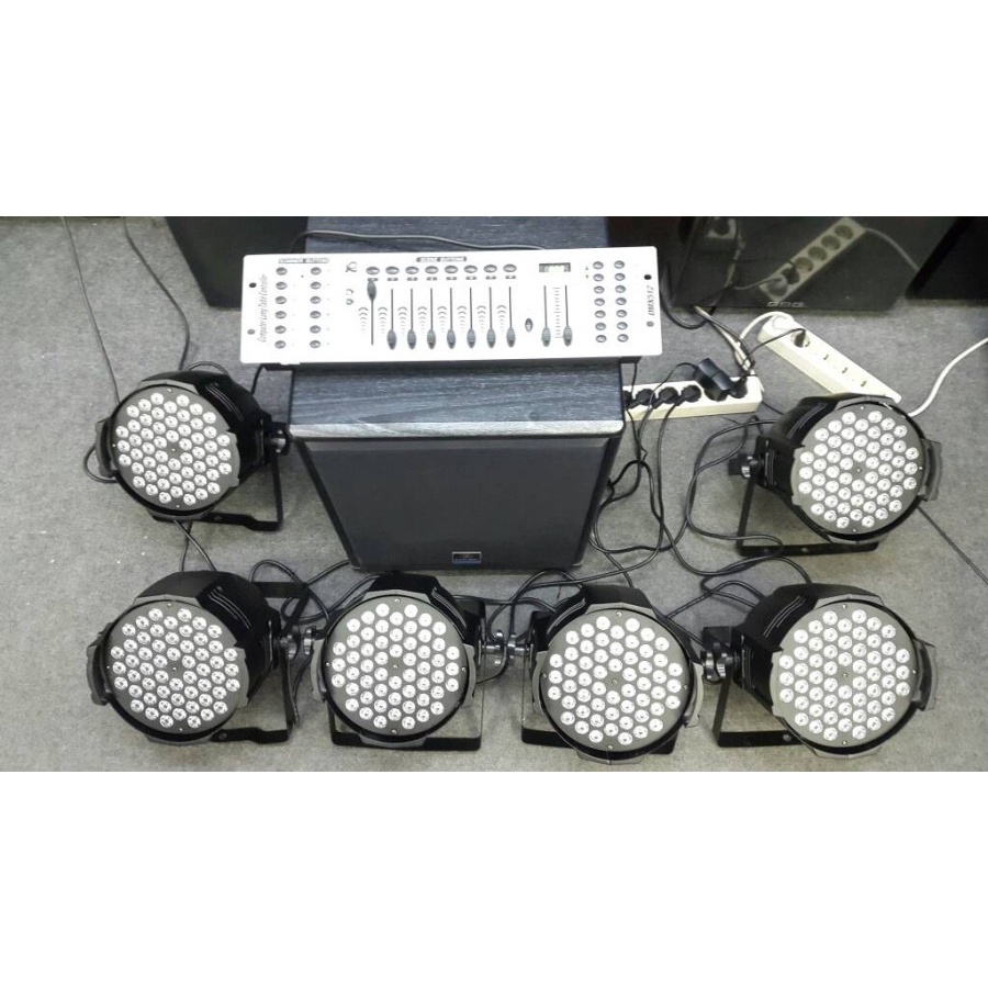 Paket Lampu Parled 6 Buah 54x3w RGBW+DMX512 192