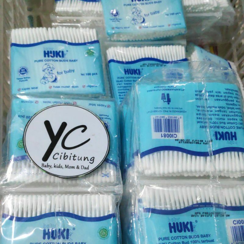 COD Huki Cotton Buds 100 PCS For Baby Pembersih telinga Kecil Korek Kuping Adult Kapas tebal Tidak mudah lepas Higenis