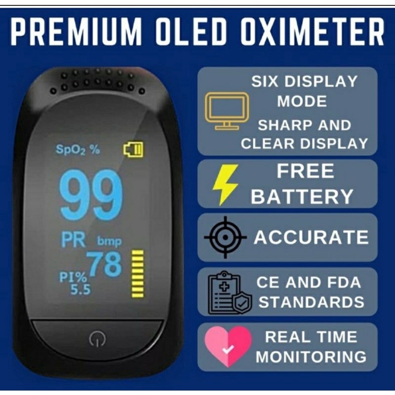 Fingertip Pulse Oximeter HITAM  MIXIO SpO2 OLED PREMIUM Akurat / Oxymeter