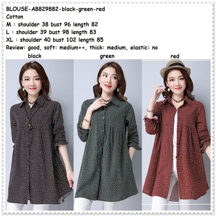 BIG SALE Baju Atasan Kerja Hem Kemeja Polkadot Blouse Wanita Korea Import Tunik SELLER.