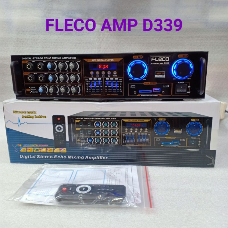 PROMO!!!~Audio Power Amplifier FLECO D-339 Bluetooth Stereo Karaoke + Mp3 player + FM Radio | Ampli Bluetooth FLECO D339 Ampli Penguat Suara | FMS