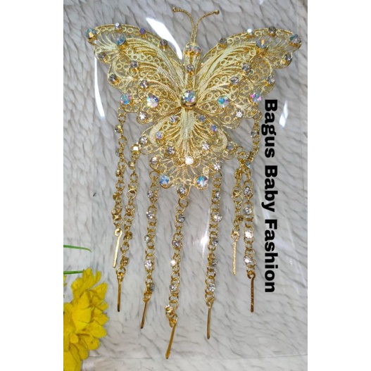 Bros Kebaya Wanita Kupu Kupu Besar Gold Cantik
