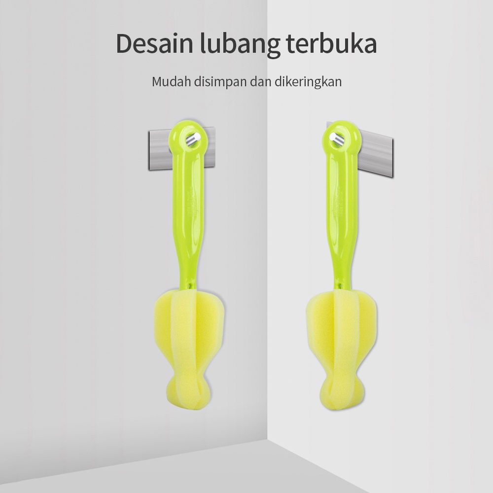 Halobaby Sikat Botol Dot Sponge 2 In 1 / Spons Pembersih Botol Dot Empeng