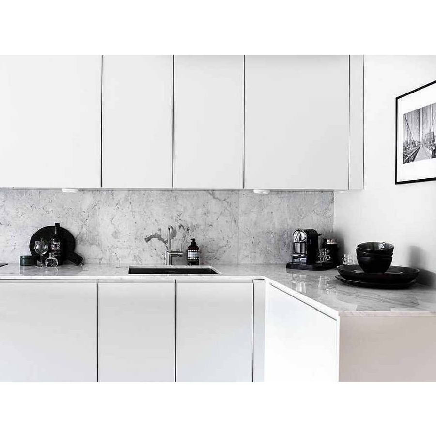 White Kitchen Set HPL Duco Nazala Furniture Kitchenset Lampung