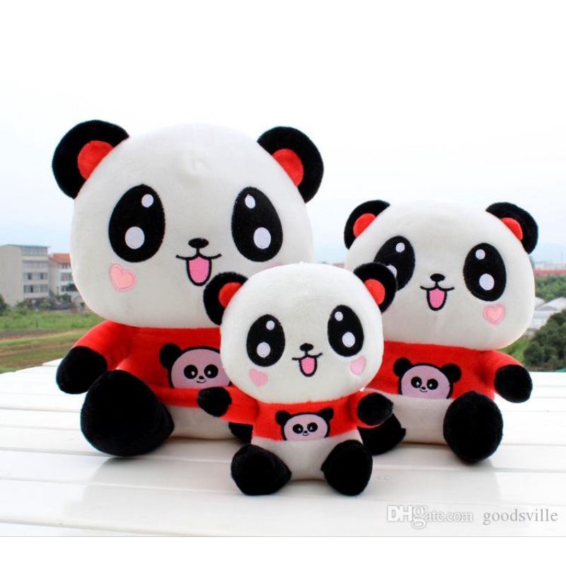 Boneka Panda Kecil Mini Lucu Imut Pake Baju Ukuran 30cm