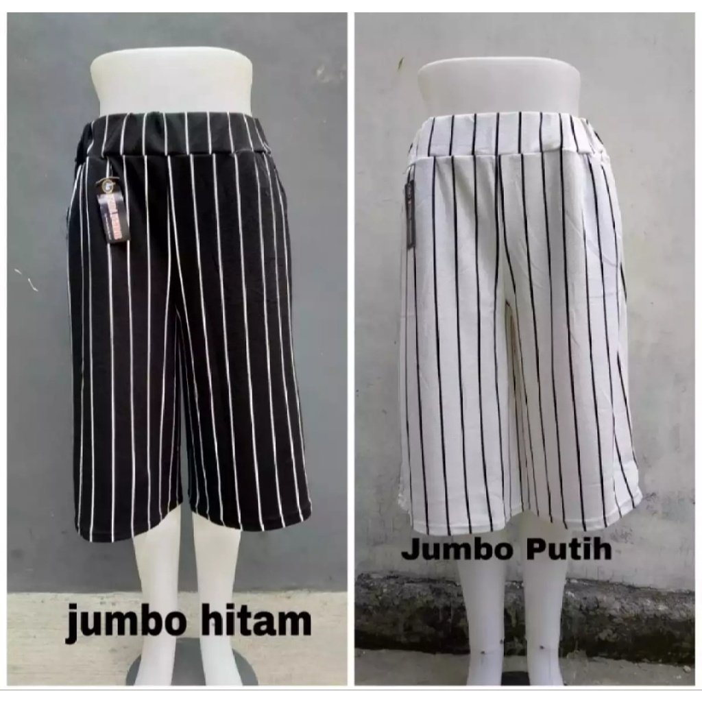 KULOT BIG SIZE PENDEK WANITA / Celana Pendek Jumbo XXL Motif Stripe Salur Dewasa Termurah