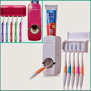 DT.Shop.Medan Tooth Paste Dispenser + Tooth Brush Holder (Dispenser Odol / Pasta Gigi ) Touch Me-2