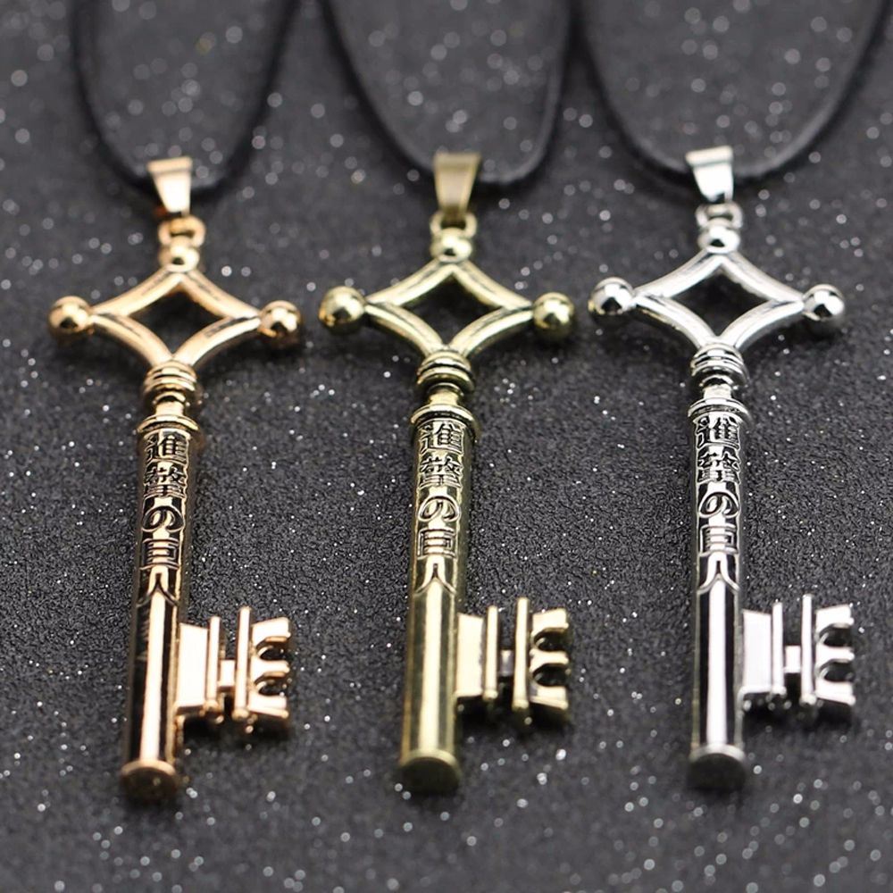 MXBEAUTY Fashion Keychian Cartoon Jewelry Toy Keyring Attack on Titan Necklaces Pendants Gift Jaeger's Key Shape Metal Key Shape Necklaces Shingeki No Kyojin Retro Eren/Multicolor