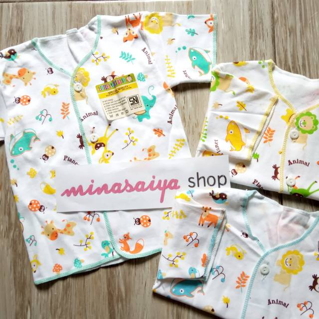 AIRIN 3 pcs Baju Bayi SNI Lengan Pendek Kancing Depan Newborn-1