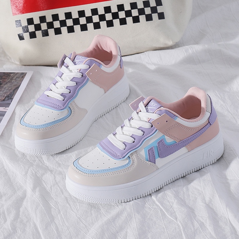 Beeyoo Sepatu Sneakers Wanita Shoes Fashion Korea Casual Wanita Warna Pastel WK116-1