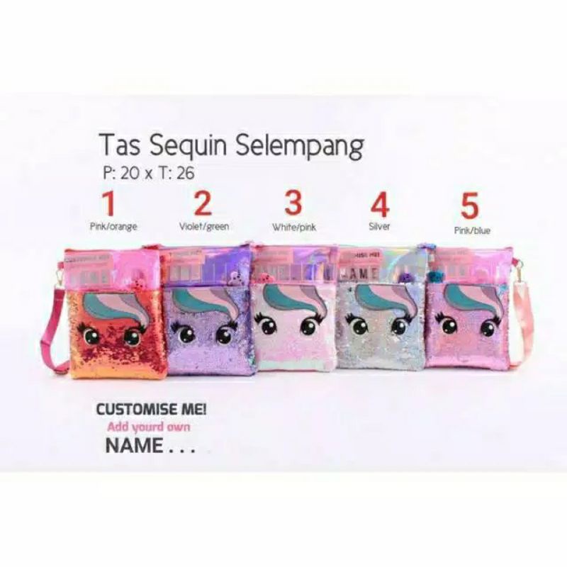 Tas Sequin Selempang Bisa buat Nama Tas Selempang Unicorn dan LOL