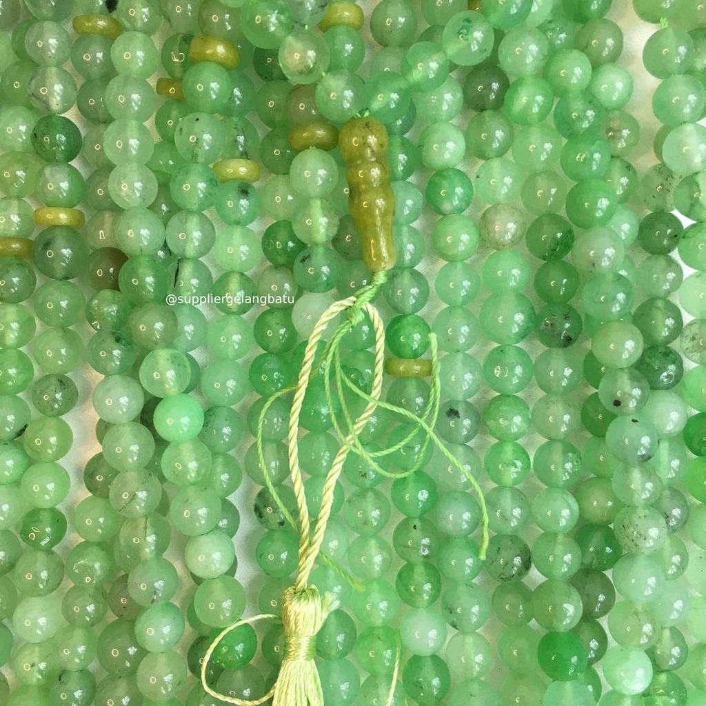 tasbih batu green quartz 99 butir premium tasbeh kuarsa hijau sehat