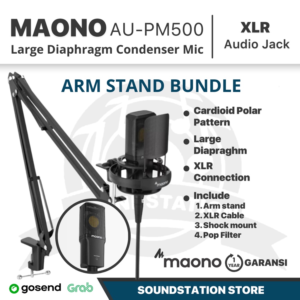 PROFESSIONAL LARGE DIAPHRAGM MICROPHONE MAONO AU-PM500 - PM500 STAND