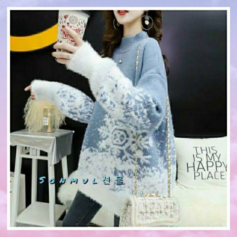 IMPORT WOMAN WINTER AUTUMN SWEATER TOP CHRISTMAS EDITION SNOW MANTEL JAKET WANITA MUSIM DINGIN