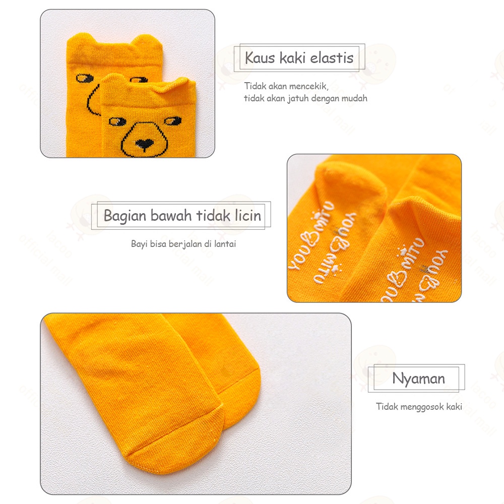 Lacoo Kaos kaki bayi anak panjang Kaus kaki bayi anak lucu Baby socks untuk 0-2 tahun anti slip