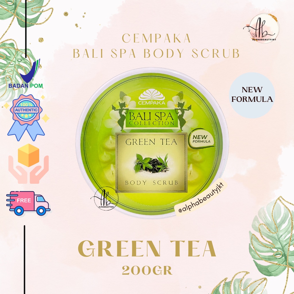 Lulur Cempaka Bali Spa Body Scrub Green Tea [NEW FORMULA] - 200 gr Lulur Badan