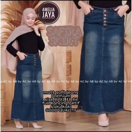 Rok Span Jeans Kancing Depan Size 31-34