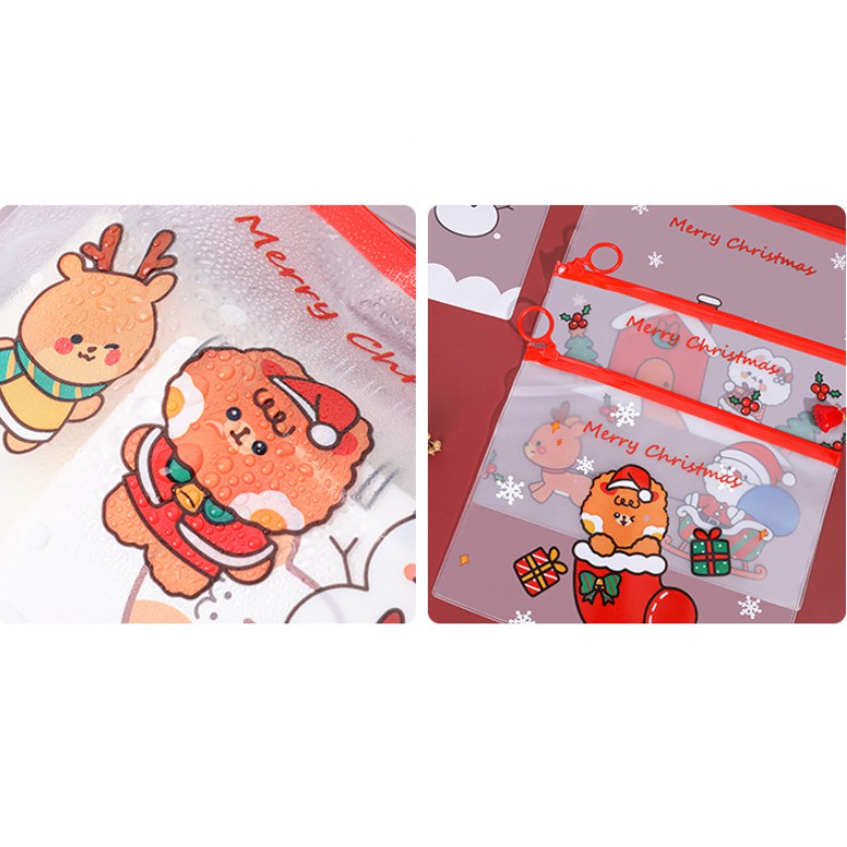 Wadah Serbaguna Zipper Bag MERRY CHRISTMAS Lucu / Tempat Penyimpanan Multifungsi Motif HARI NATAL