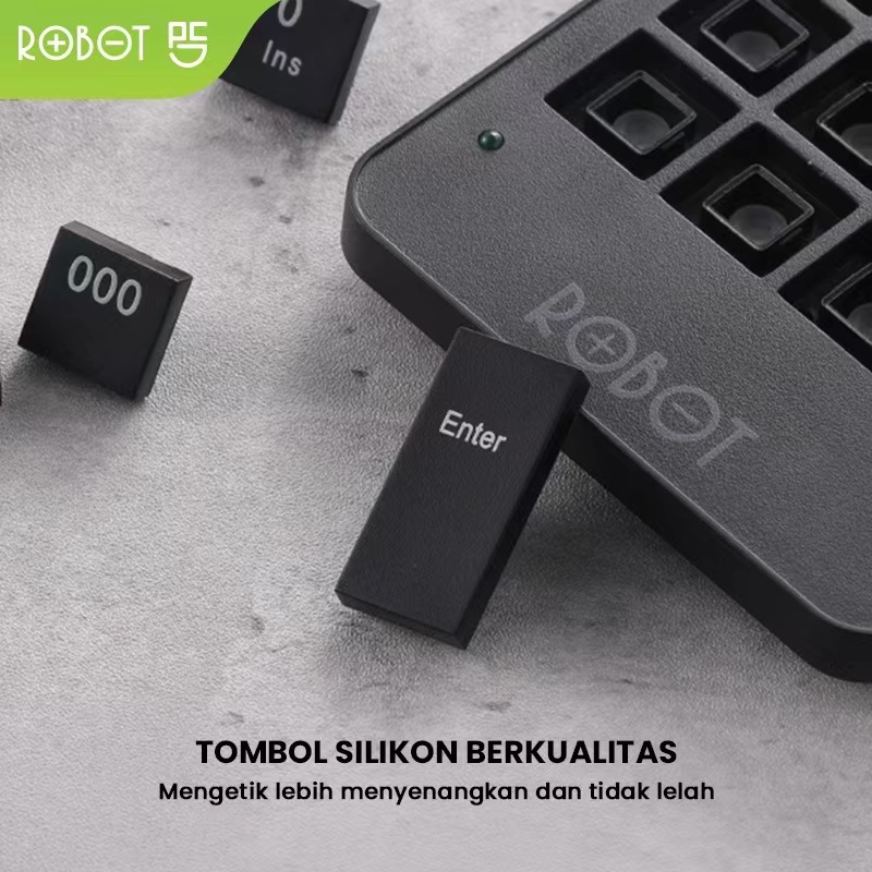 ROBOT RK01 Wired Numeric Keypad Black Tombol Multimedia Numpad Portable Original - Garansi Resmi 1 Tahun