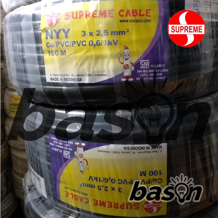 Supreme NYY 3x2.5mm @100 Meter - Kabel Listrik