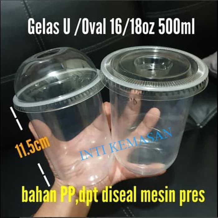 PLASTIK CUP U 16 OZ /  7 GRAM / CUP OVAL / GELAS PLASTIK BOBA