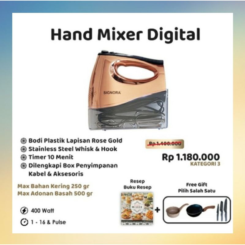 Hand mixer Digital Signora mixer kue roti donat bakpao mixer tangan
