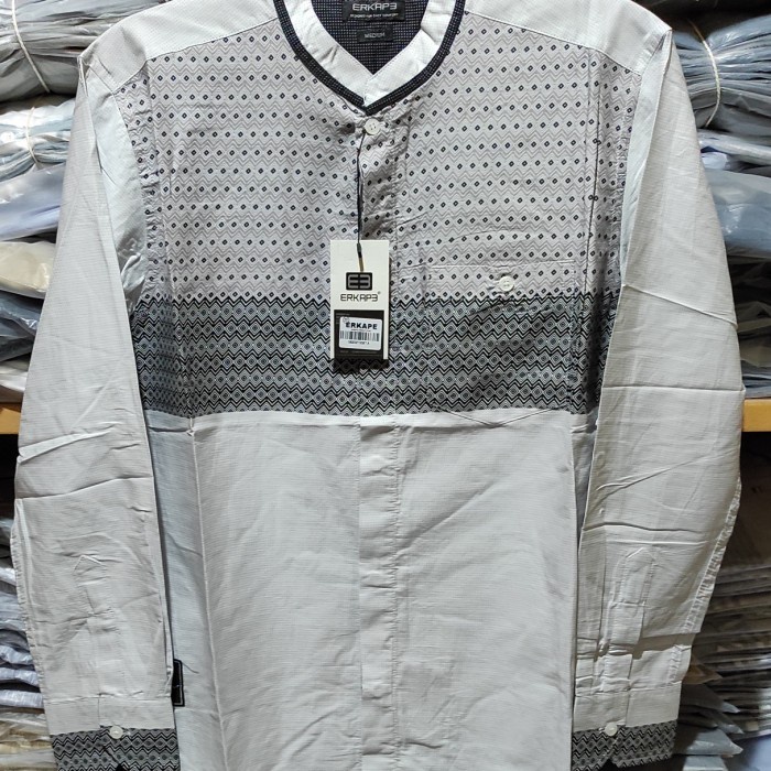 Kemko/Kemeja Koko Erkape motif terbaru - Abu-abu, M
