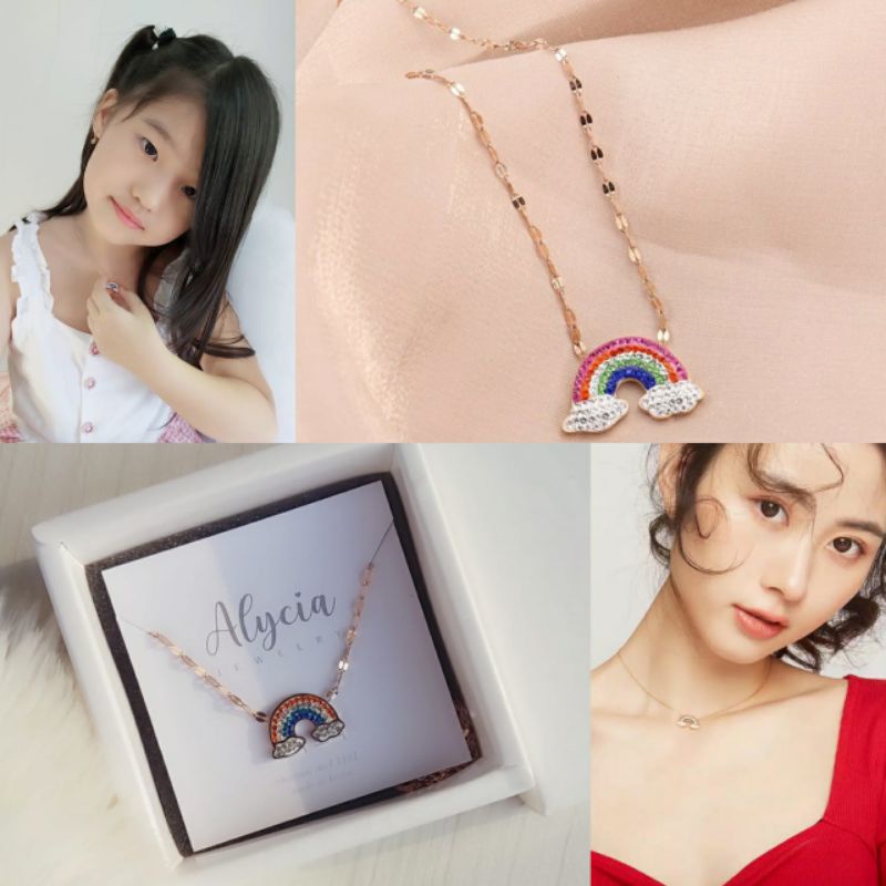 alycia kalung anak anti karat pelangi + box