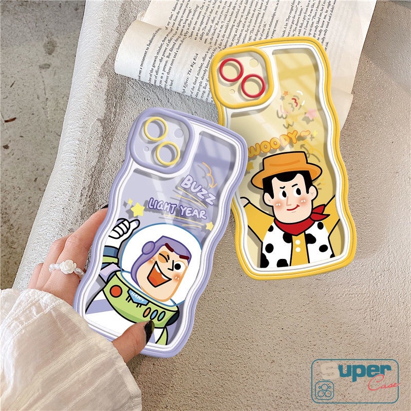 Untuk Case Redmi 12C 9 9A 9T 10A 10 9C NFC Redmi Note 10 11 10s 9 8 Note 11s Note 10 Pro Max Note10 Note11 Lembut Bergelombang Pinggiran Kartun Toy Story Woody Buzz Lightyear Phone Case Cover