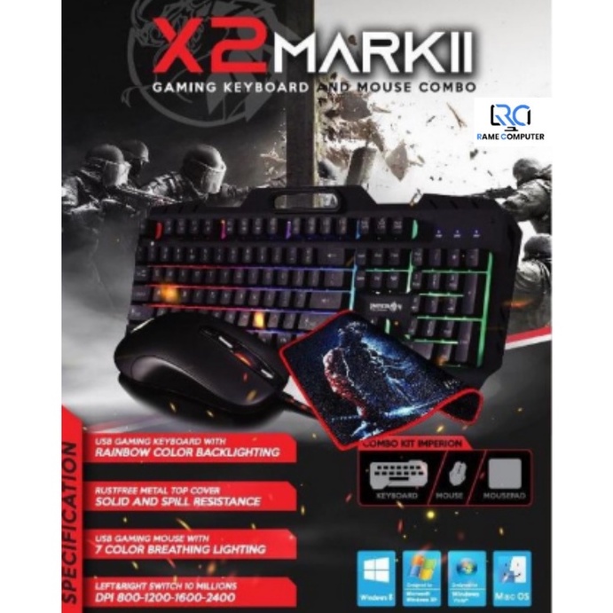 PAKET GAMING Keyboard + Mouse + Mouse Pad Bundling Imperion X2 Mark II