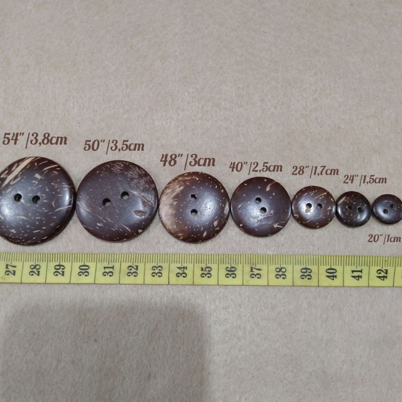 Kancing batok ecer | kancing batok kayu berbagai ukuran