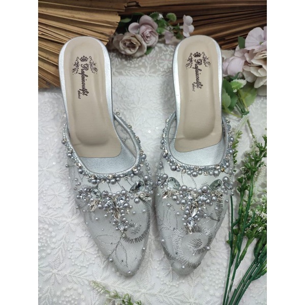 rafaizoutfit sepatu wanita heels Stiletto silver 3cm lancip