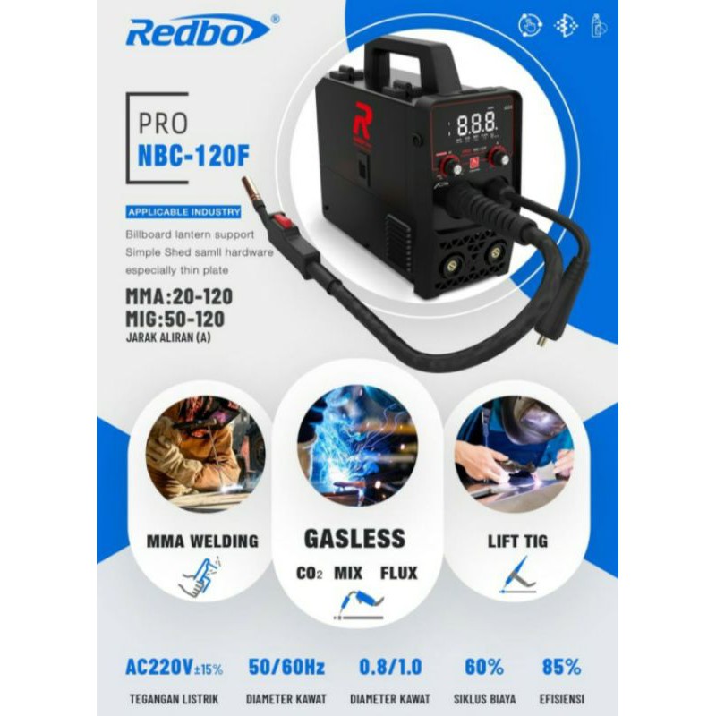 Mesin Las Co Gasless Pro Nbc 120 F Redbo Mig Mma Tig