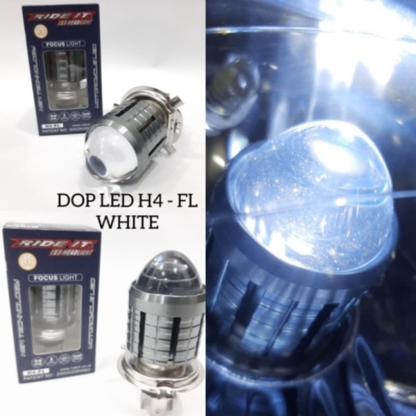 Dijual Bohlam Led H4 30 watt Laser Fokus Dop Lampu Depan motor Ride it - H/L Putih/Putih Diskon